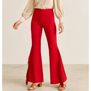 NWT JUCCA Red Fringe Wide Leg Pants Size IT 42 US 4- 6 Rodeo Western Boho Glam